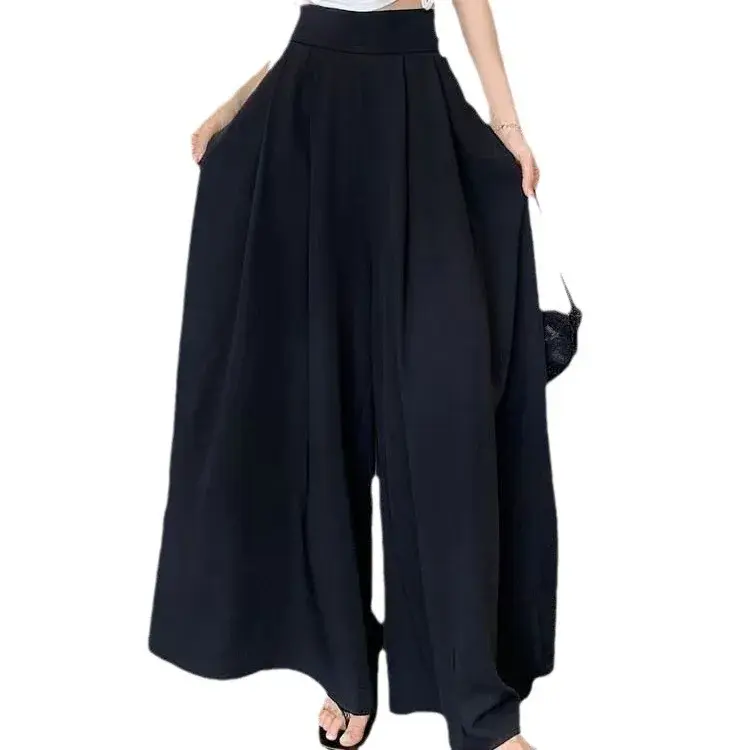 Plus Size High Waist Wide Leg Pants Skirt Thin Summer Casual Ultra Large Swing Waist Cinch Pleated Suit Pants Hanging Slimmin...