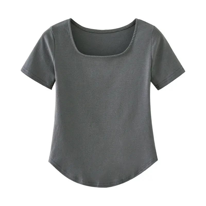 Summer Design Sweet Spicy Short Sleeve U Neck Irregular Short T Shirt Women's Fashion Casual Top Quality Material from China