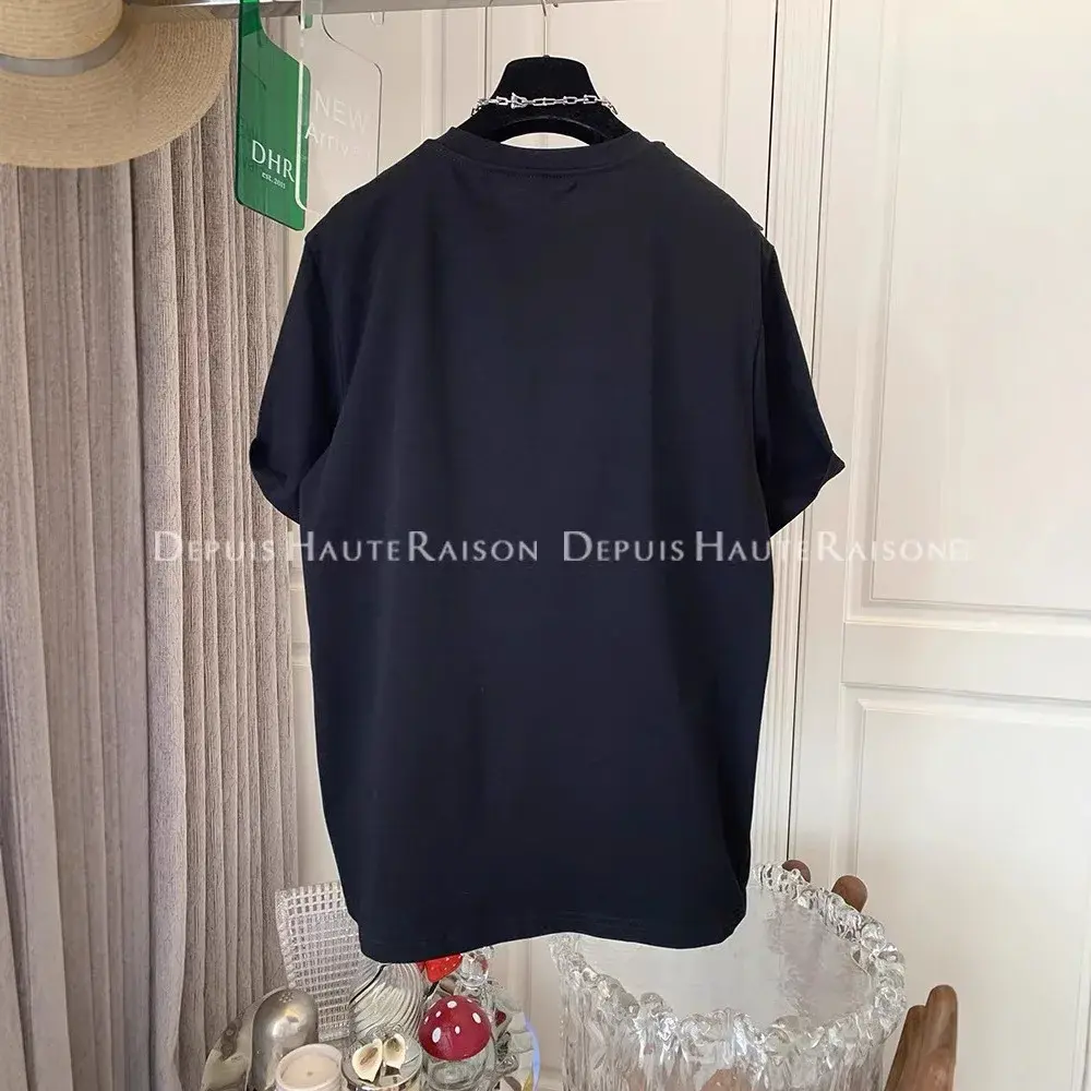 Loose Short Sleeve Women's T-shirt Leopard Print Lace Trim plus Size Spring Summer Early Season Comfortable Cotton Top