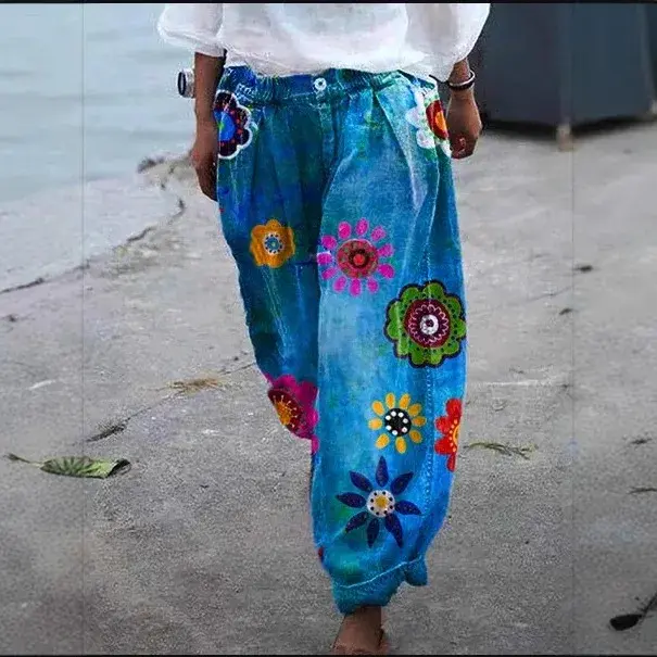 Wish Bestselling Women's Jeans Lantern Long Pants Imitation Denim Female Model Fashionable Comfortable Casual Trousers