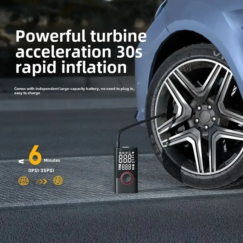 Portable Double Screen Digital Display Car Air Pump Wireless Charging Inflation Pump With Storage Function Motorcycle Equipment 