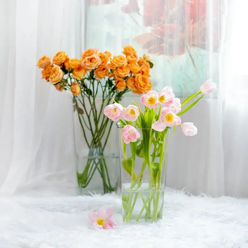 Acrylic Transparent Flower Pot Bulk Wholesale Flower Arrangement Packaging Paper Storage Flower Shop Fresh Floral Bouquet