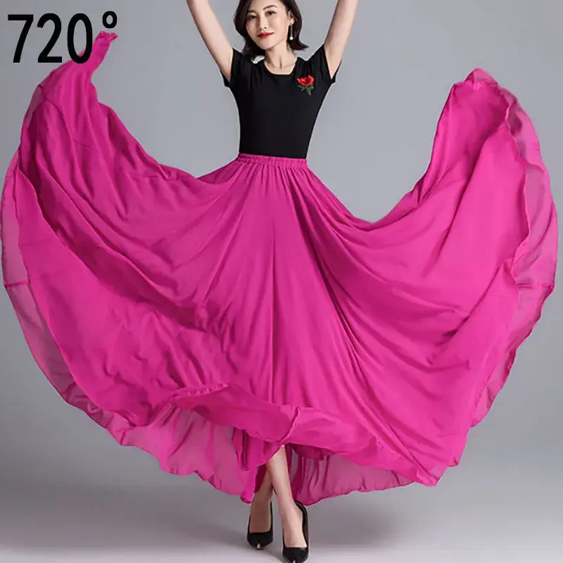 720 Degree Chiffon Wide Skirt Beach Dance Xinjiang Square Dance Women's Long Dress Modern Dance Performance Costume
