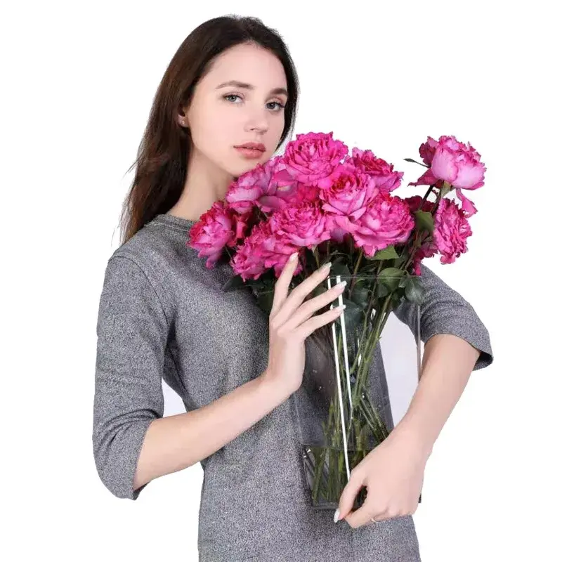 Acrylic Transparent Flower Pot Bulk Wholesale Flower Arrangement Packaging Paper Storage Flower Shop Fresh Floral Bouquet