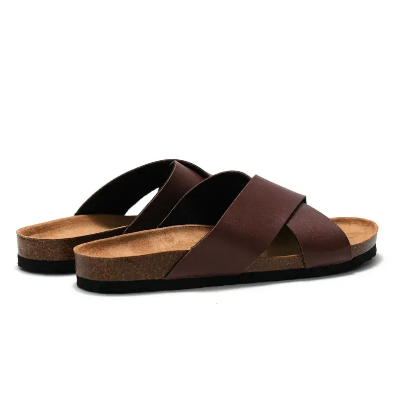RUIZUSTOCK Men's Soft Wooden Slippers New Summer Style Cross Strap Water Sponge Slip-On Casual Shoes Ideal For Beach Wear