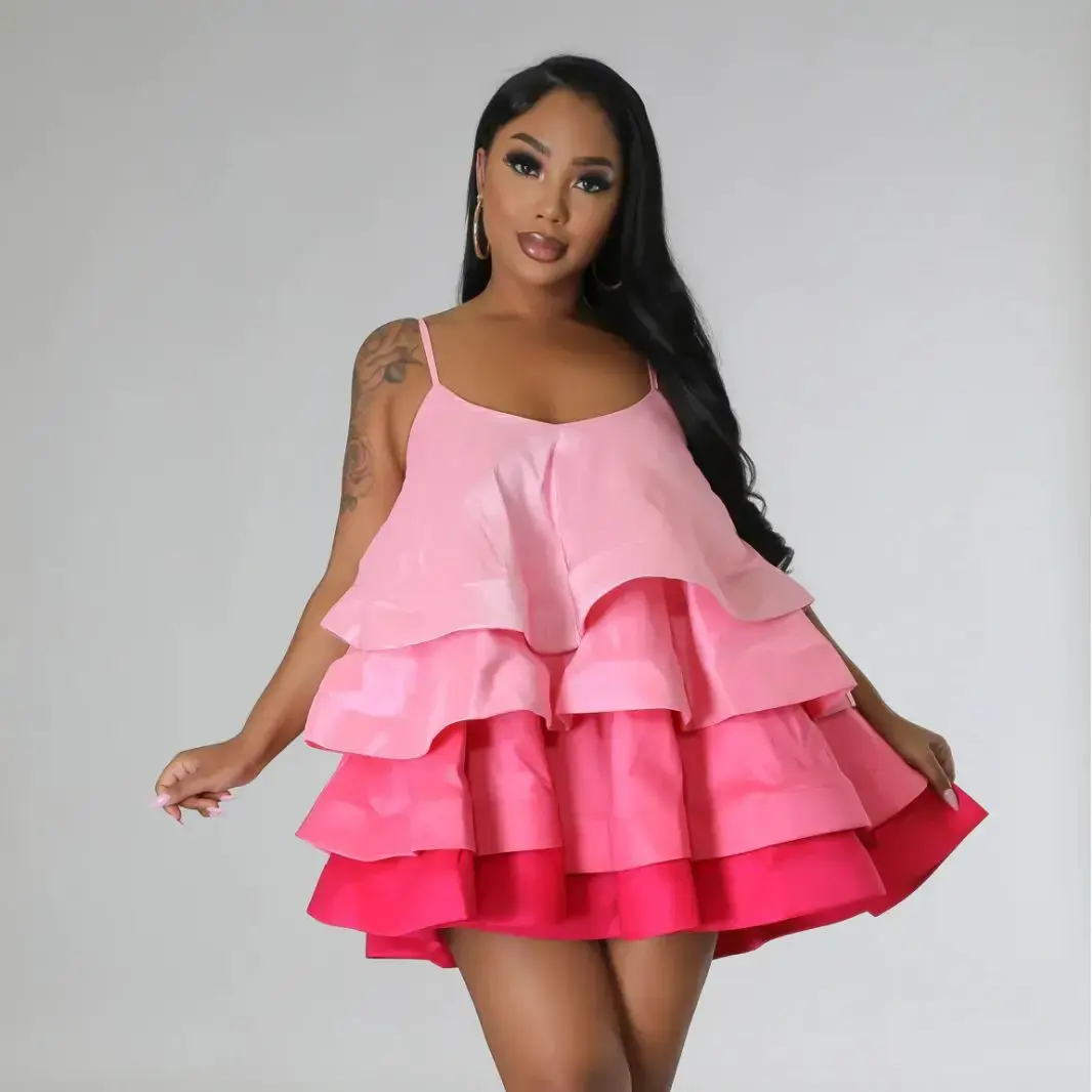 Cross-Border Women's Sleeveless Princess Dress HX0281 Puffy Color Block Strap Design Fashionable And Stylish Maternity Gown