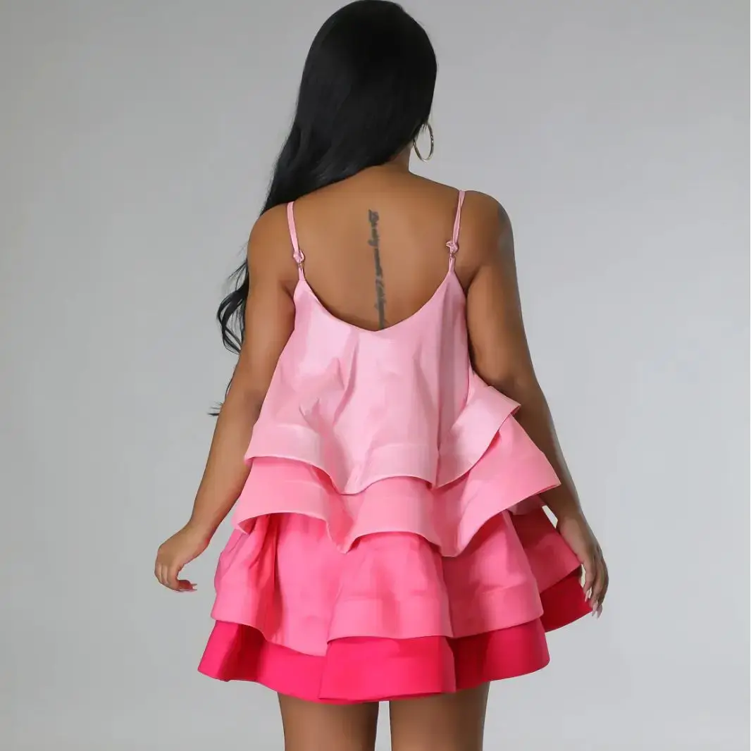Cross-Border Women's Sleeveless Princess Dress HX0281 Puffy Color Block Strap Design Fashionable And Stylish Maternity Gown