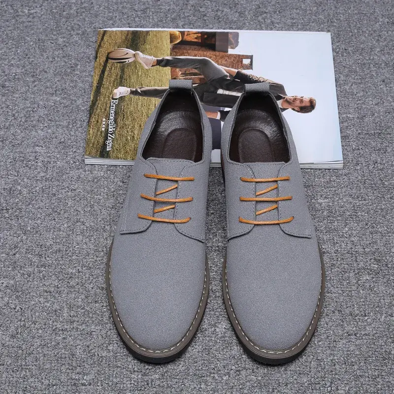 Plus Size 38-48 Men Casual Shoes Men's Suede Shoe Lace Up Blue Oxford Shoes for Men Flats Luxury Breathable Dress Shoes for Male