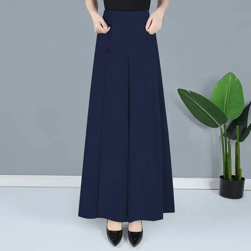 Summer Drapey Wide Leg Pants Mom Nine Points Loose Women Middle Age Slimming Versatile Long Trousers Chinese Brand AE Stock