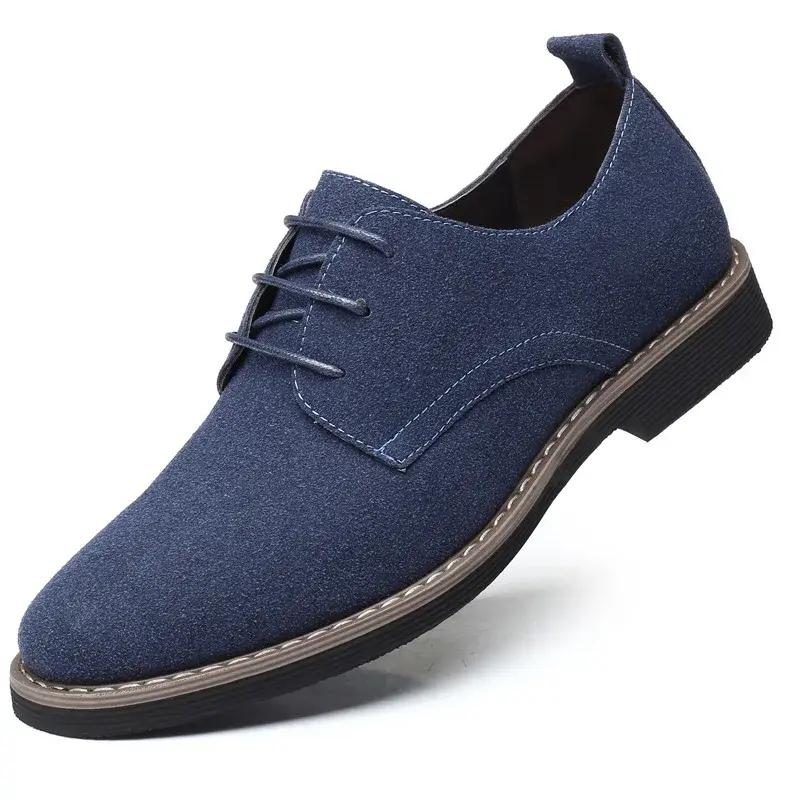 Plus Size 38-48 Men Casual Shoes Men's Suede Shoe Lace Up Blue Oxford Shoes for Men Flats Luxury Breathable Dress Shoes for Male