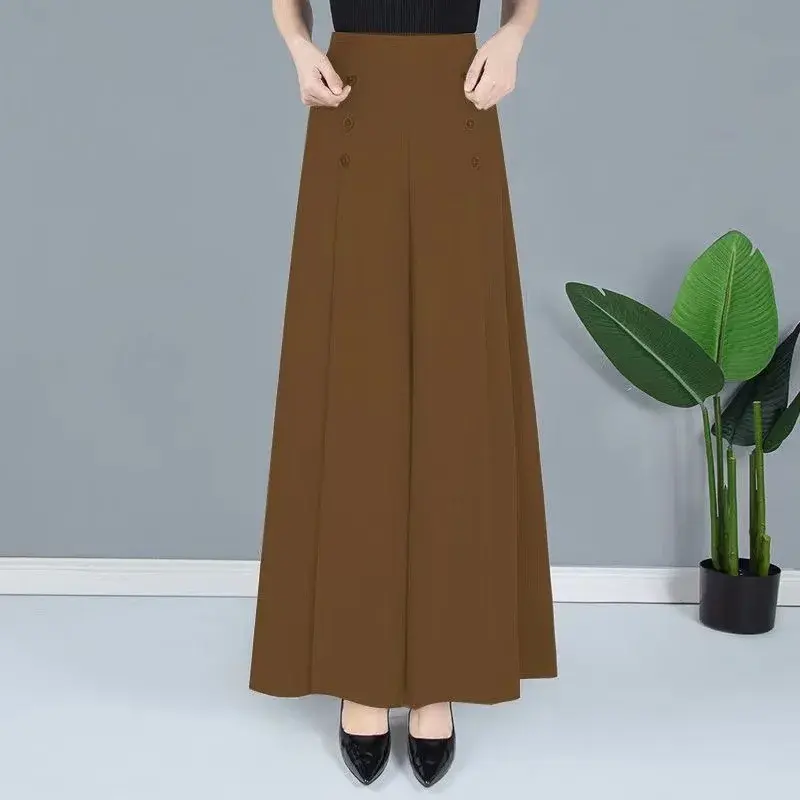 Summer Drapey Wide Leg Pants Mom Nine Points Loose Women Middle Age Slimming Versatile Long Trousers Chinese Brand AE Stock