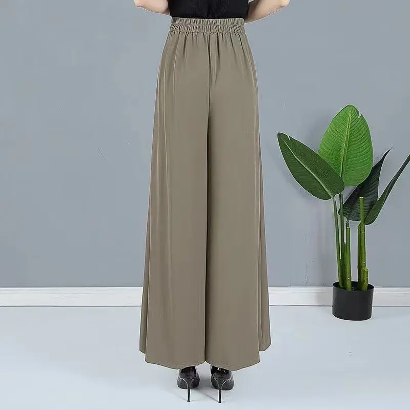 Summer Drapey Wide Leg Pants Mom Nine Points Loose Women Middle Age Slimming Versatile Long Trousers Chinese Brand AE Stock