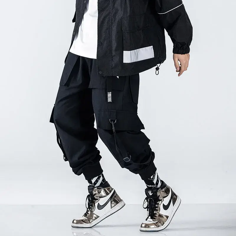 Japanese Style Men's Trendy Slim Fit Cargo Pants Loose Fit Black Casual Pants Spring Autumn Trendy Flow Versatile Ins Casual Pan