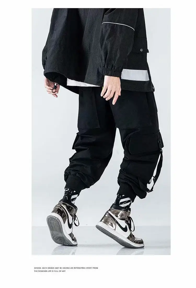 Japanese Style Men's Trendy Slim Fit Cargo Pants Loose Fit Black Casual Pants Spring Autumn Trendy Flow Versatile Ins Casual Pan
