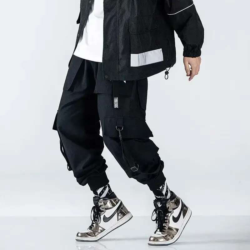 Japanese Style Men's Trendy Slim Fit Cargo Pants Loose Fit Black Casual Pants Spring Autumn Trendy Flow Versatile Ins Casual Pan