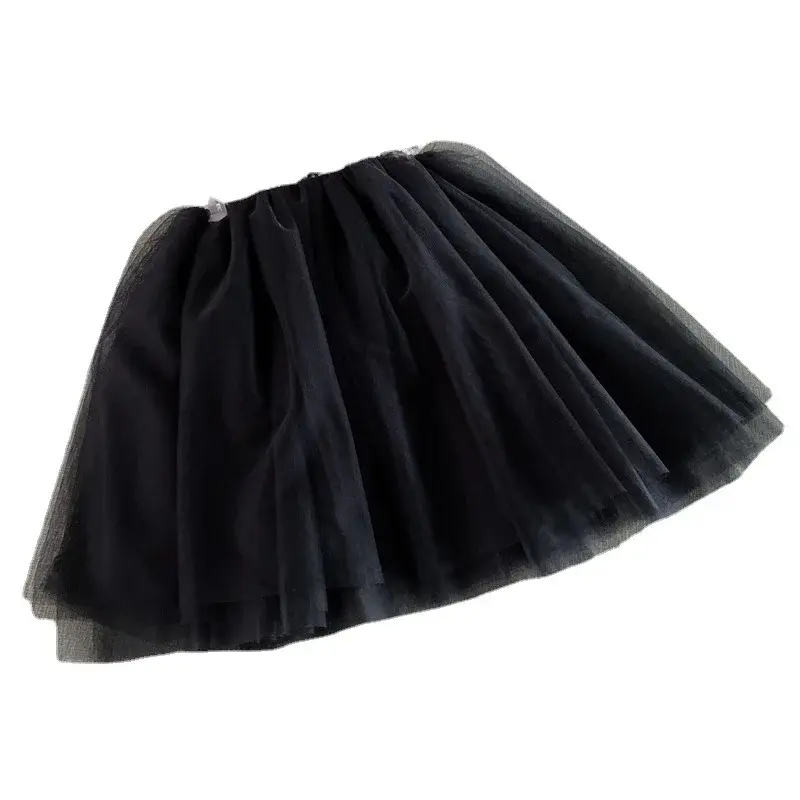 Adult Half-length Tulle Skirt Set Four Layers Soft Tulle Puffy Skirt Versatile Black Fashionable Performance Skirt for Junior An