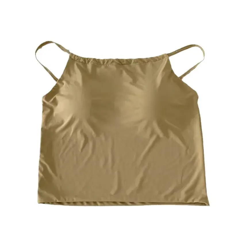 Pure Desire Spicy Girl Slim Fit Halter Top Ice Silk Underwear with Chest Pad Simple Match Bottoming Vest Hanging Neck Design