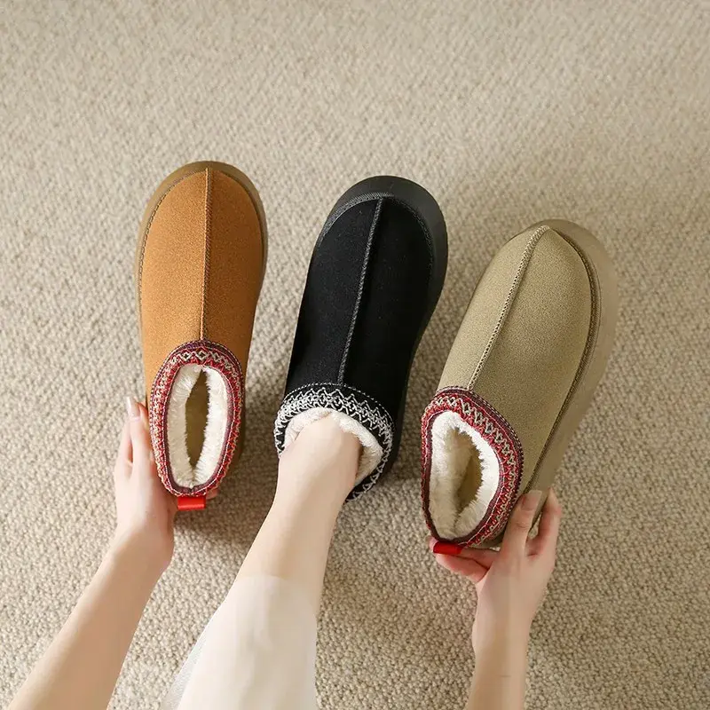 Fashionable European And American Women's Winter Snow Boots New Style Integrated Head Cover Slippers Thick Bottomed Fleece Cotto