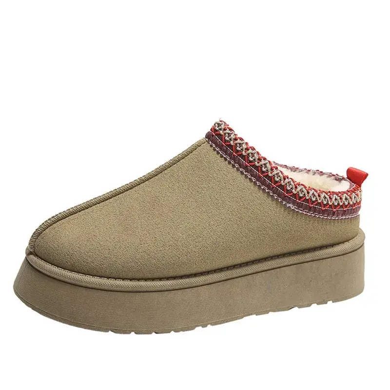 Fashionable European And American Women's Winter Snow Boots New Style Integrated Head Cover Slippers Thick Bottomed Fleece Cotto