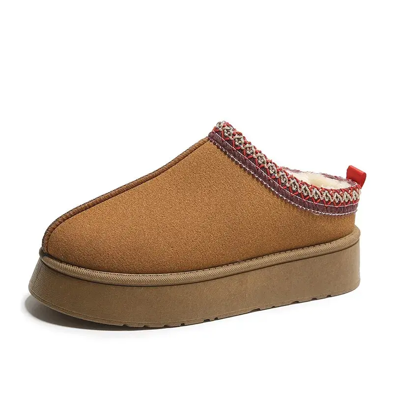 Fashionable European And American Women's Winter Snow Boots New Style Integrated Head Cover Slippers Thick Bottomed Fleece Cotto