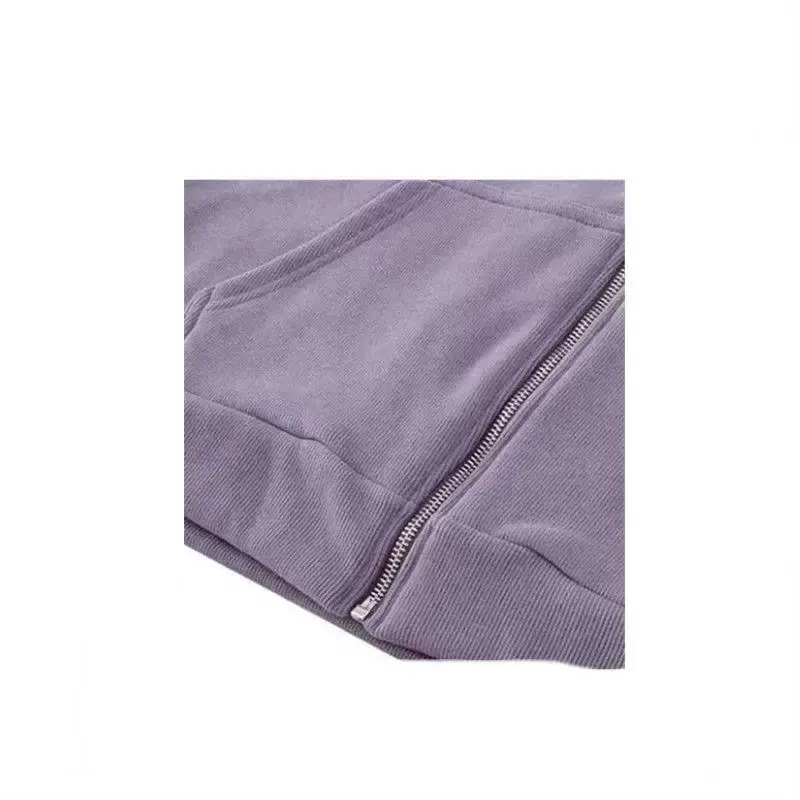 Loose Zipper Hoodie Women's Spring Autumn Thin Style Student Casual Wear Purple Sweatshirt Korean Lazy Fashion Versatile Outerwe