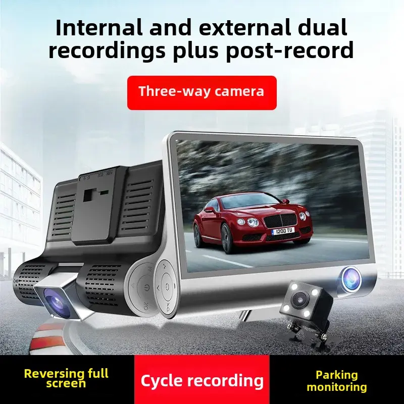 3.5 Inch Screen Dash Cam Car Recorder High Definition Night Vision 1080P With Three Lenses For Electric Bicycles