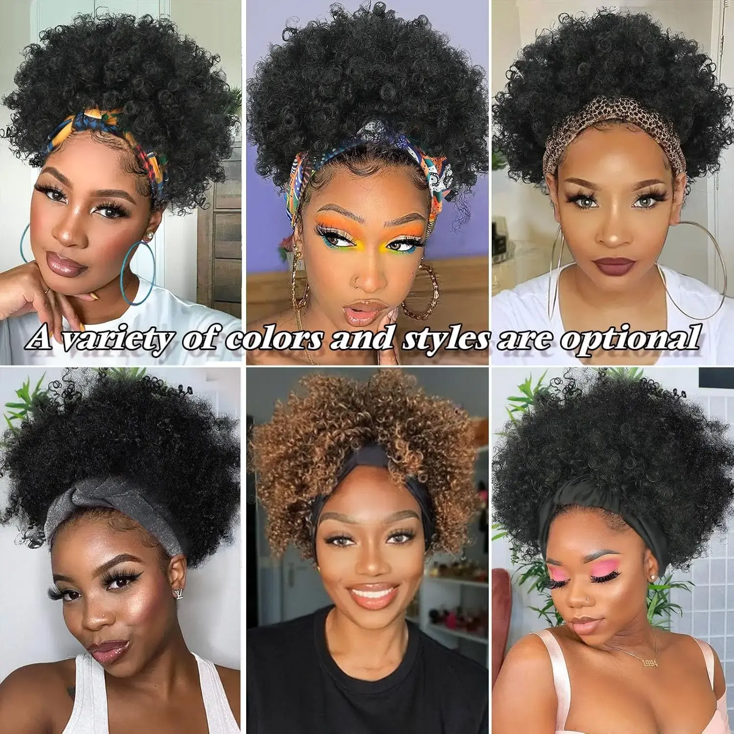 Black Short Curls Wig Hand Wrapped African Ladies Fashionable Hair Cover Cross-Border Small Rolls of Hair Extensions