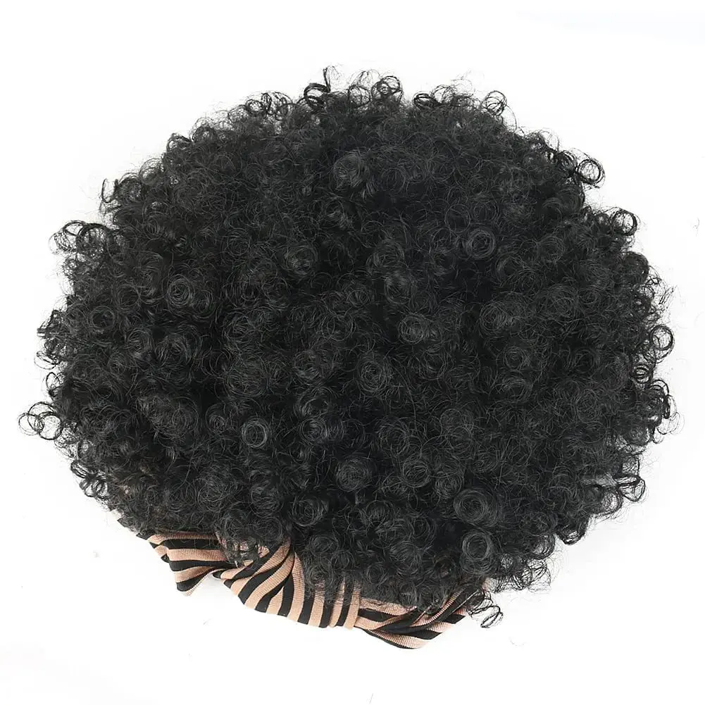Black Short Curls Wig Hand Wrapped African Ladies Fashionable Hair Cover Cross-Border Small Rolls of Hair Extensions