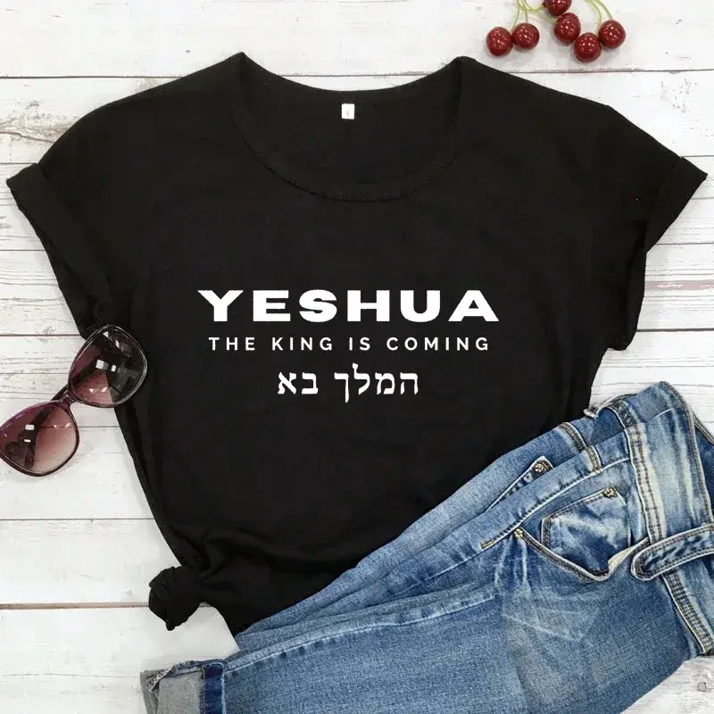 2024 New Arrival European And American Cross-Border Trade YeshuA-line Mother Printing Round Neck Summer Casual T-shirt In Stock