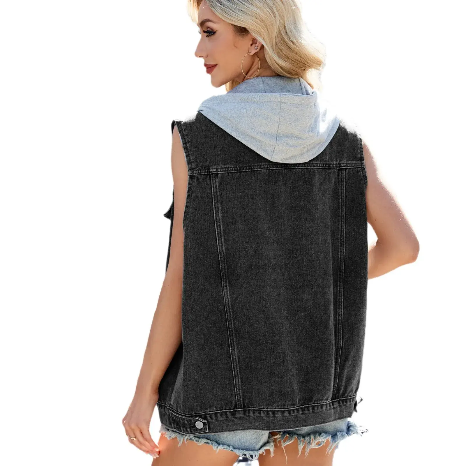 Fashionable Washed Denim Vest Top Women's Cross-Border Casual Leisure Tank Top Chinese Brand Clothing Female Jacket Vest