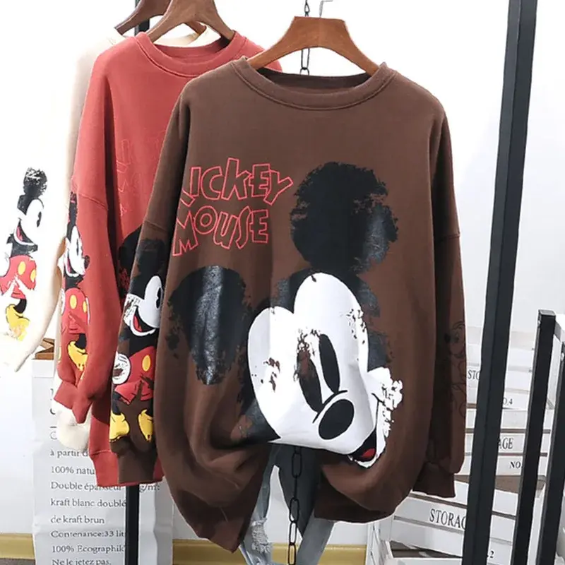 Women's Oversized Thickened Fleece Hoodie Sweatshirt round Neck Pullover Casual Comfortable Loose Fit Autumn Winter Style