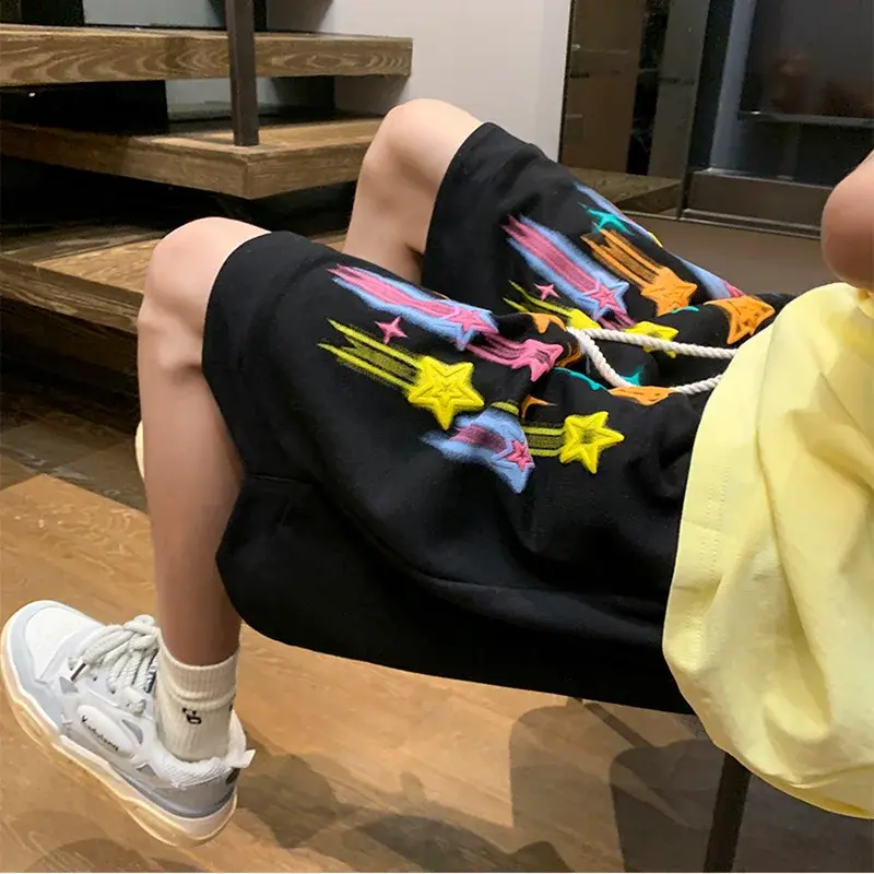 American Style High Street Trunks Summer 2024 New Student Trendy Brand Plus Size Versatile Casual Five Point Graffiti Pants