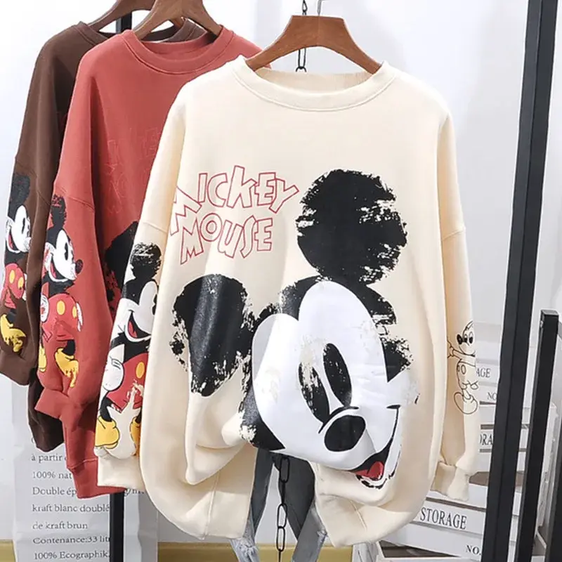 Women's Oversized Thickened Fleece Hoodie Sweatshirt round Neck Pullover Casual Comfortable Loose Fit Autumn Winter Style