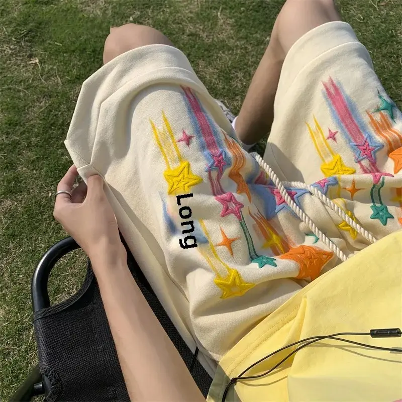 American Style High Street Trunks Summer 2024 New Student Trendy Brand Plus Size Versatile Casual Five Point Graffiti Pants