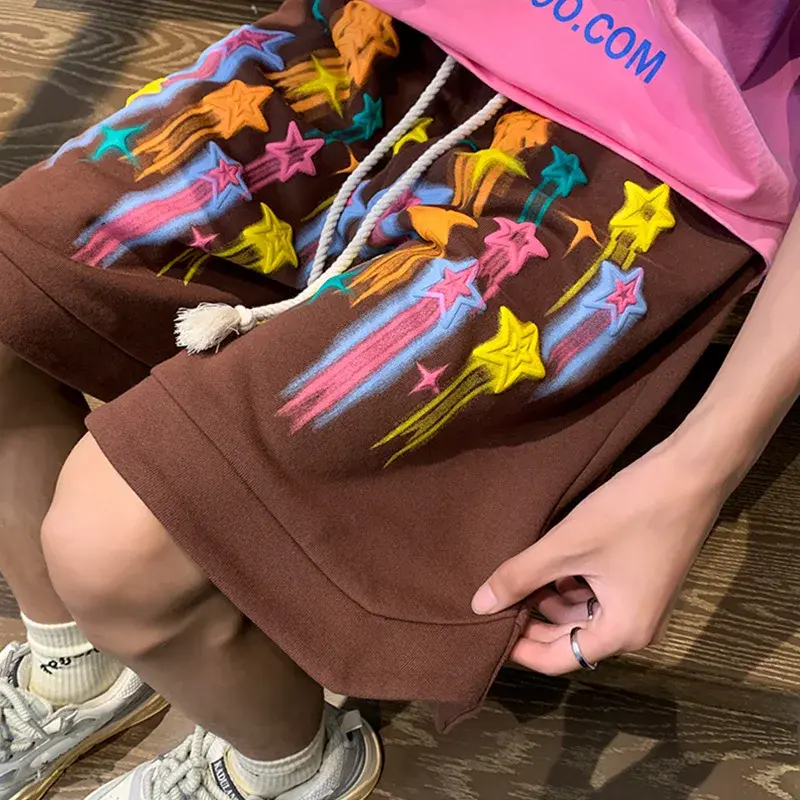 American Style High Street Trunks Summer 2024 New Student Trendy Brand Plus Size Versatile Casual Five Point Graffiti Pants