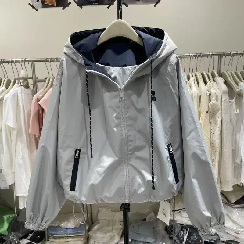 Spring 2025 Loose Women's Casual Hooded Jacket New Korean Style Versatile Top Design Sensation Outdoor Waterproof Coat