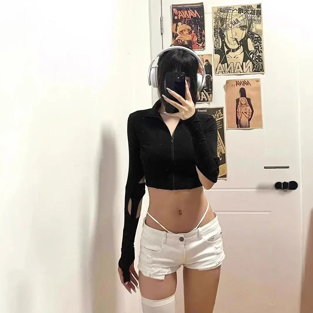 Sexy American Style Low Waist Ripped Denim Shorts Women's Summer New Slimming Wide Leg Hot Pants Tummy Control Butt Lifting