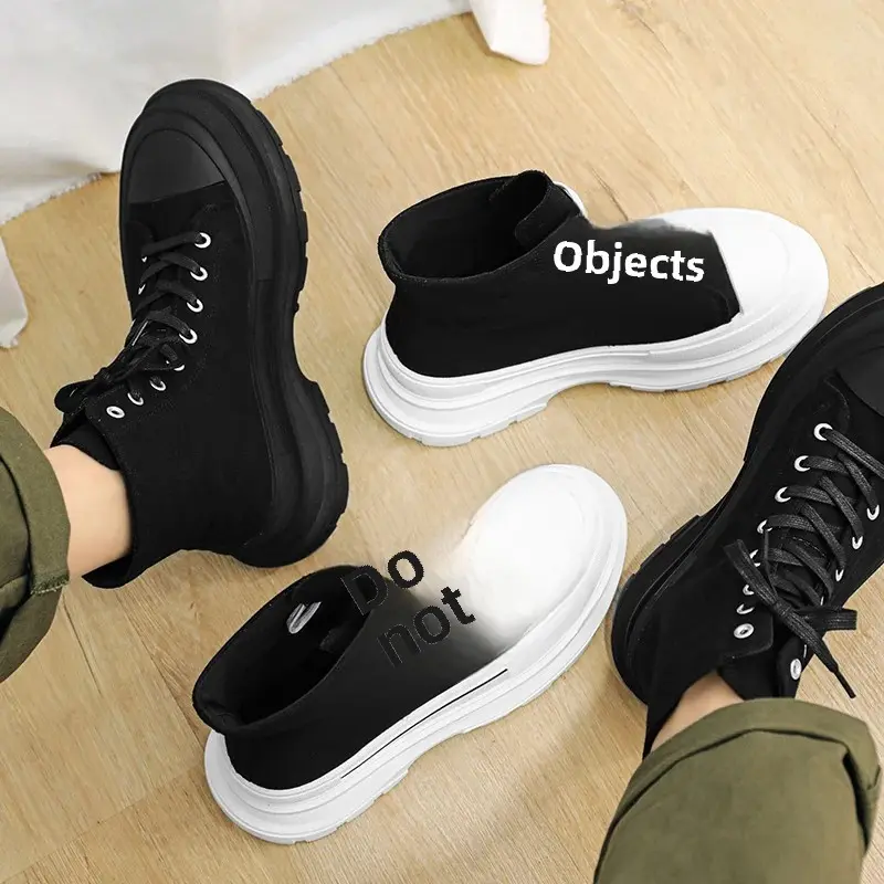 Invisible Height Increasing Shoes For Men 12cm 10cm New 2023 Canva Casual Sneakers Thick Bottom High Top Old Dad Shoes Breathabl