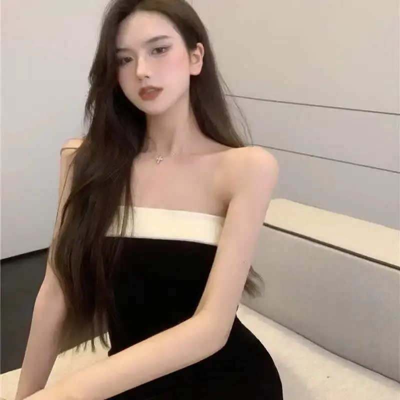 Design Sensibility Niche Off-Shoulder Slimming Dress Sexy Strapless Half Body Dress For Women Smooths Your Silhouette