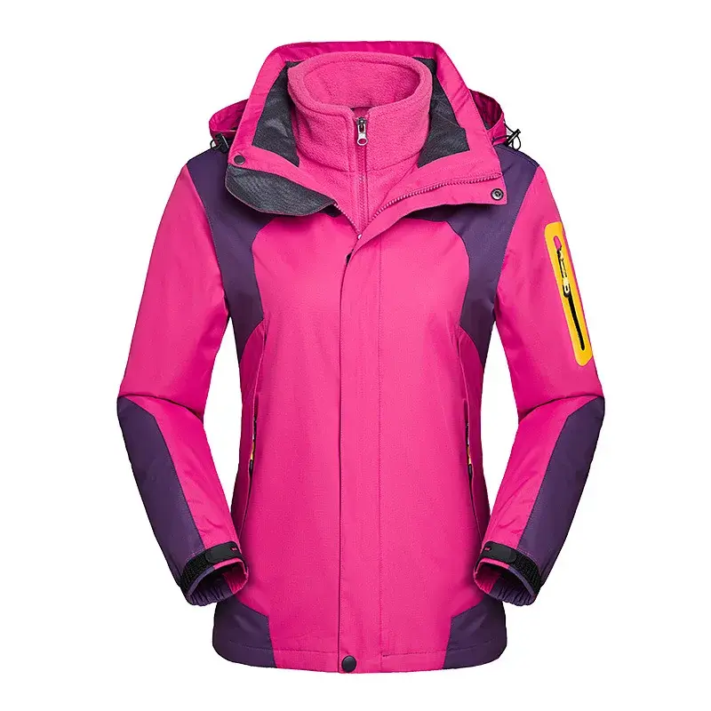 Outdoor Windproof Fleece-Lined Mountain Climbing Suit Trendy 2-Piece Set Detachable Jacket For Autumn/Winter