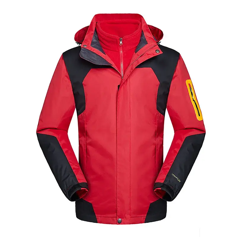 Outdoor Windproof Fleece-Lined Mountain Climbing Suit Trendy 2-Piece Set Detachable Jacket For Autumn/Winter