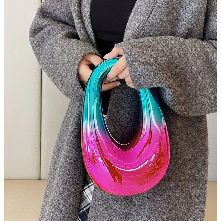 Acrylic Oval Box Shell Goose Egg French Bread Bag Yacht Club Mobile Phone Bag Handheld Crossbody Small Bag Motorcycle Equipment 