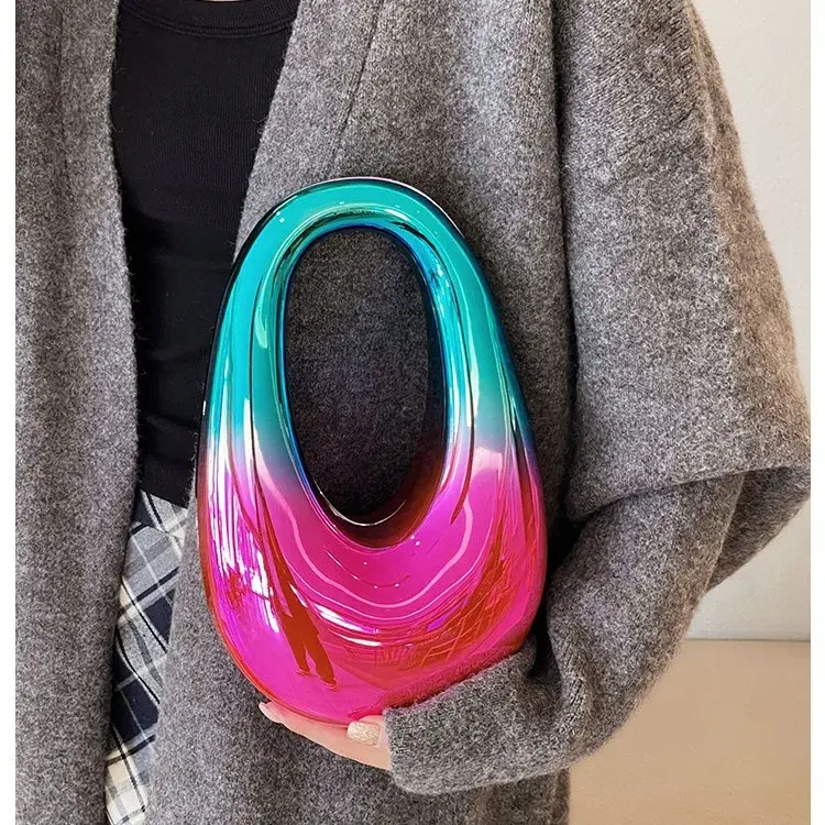 Acrylic Oval Box Shell Goose Egg French Bread Bag Yacht Club Mobile Phone Bag Handheld Crossbody Small Bag Motorcycle Equipment 