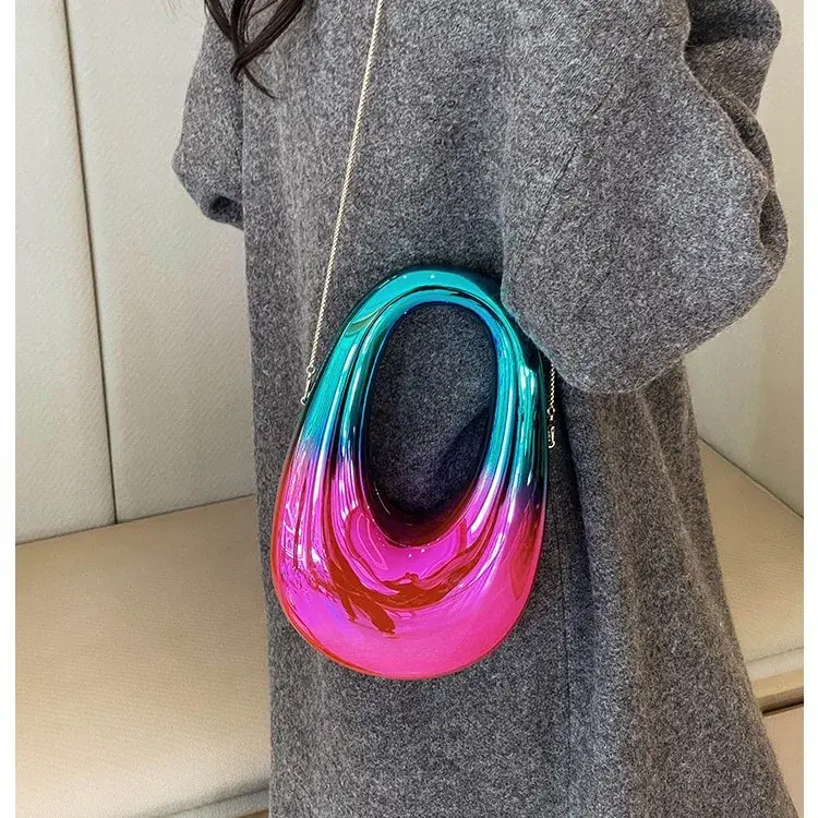 Acrylic Oval Box Shell Goose Egg French Bread Bag Yacht Club Mobile Phone Bag Handheld Crossbody Small Bag Motorcycle Equipment 