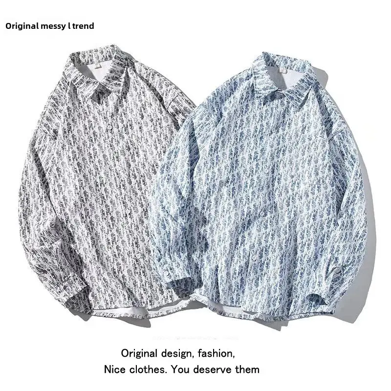Korean Style Men's Summer Long Sleeve Shirt Loose-Fit Casual T-Shirt Thin Jacket Fashionable Ins Style Shirt For Students