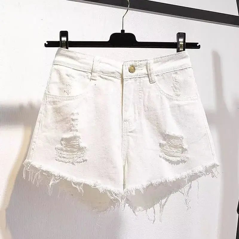 High Waist Loose Fit Thin Cotton Denim Shorts for Women Summer Fashionable Wide Leg Hot Pants Korean Style Short Pants