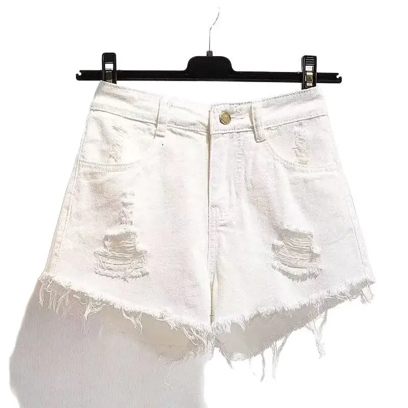 High Waist Loose Fit Thin Cotton Denim Shorts for Women Summer Fashionable Wide Leg Hot Pants Korean Style Short Pants