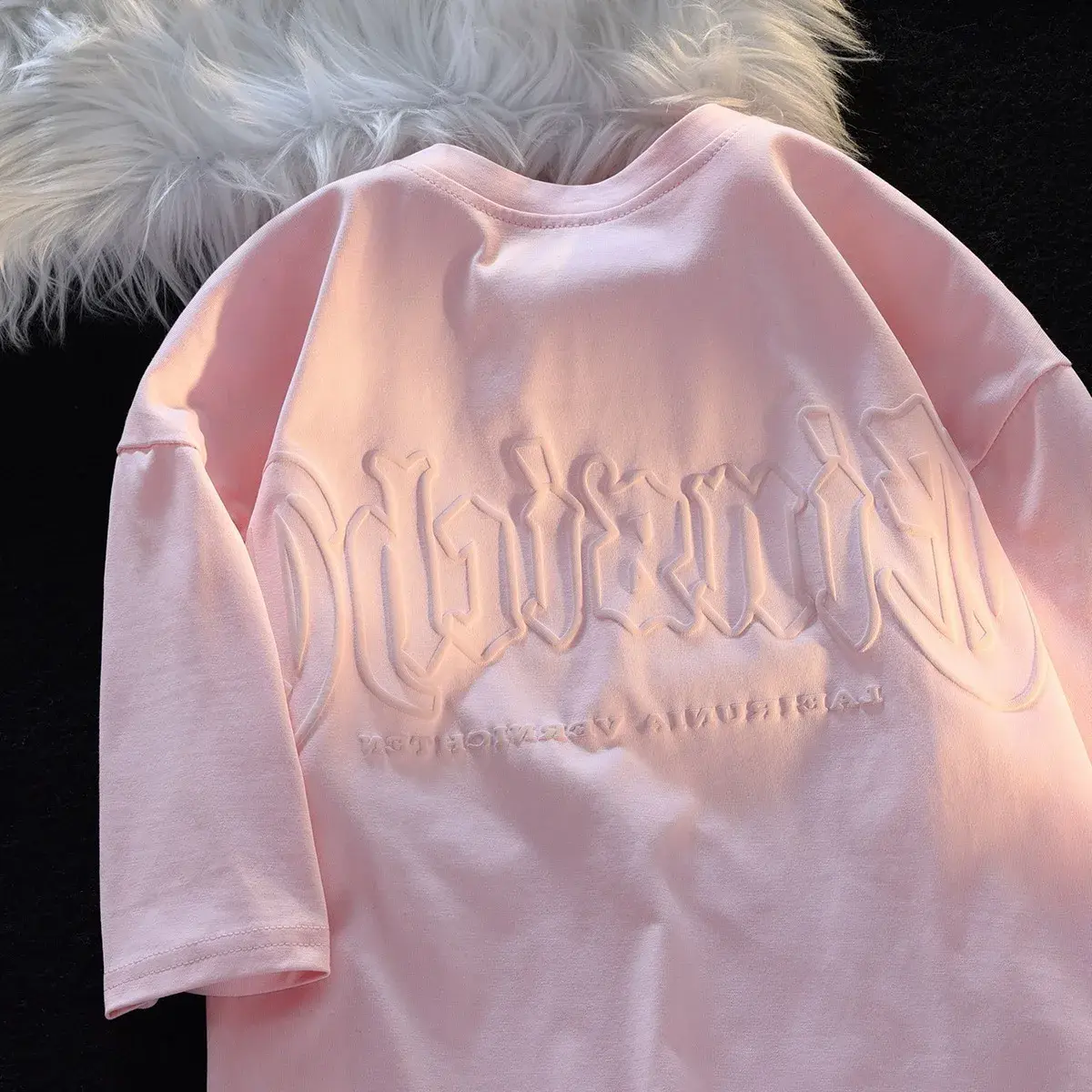 Chic Short Sleeve T-Shirt Unisex Art Student Design Half Sleeve Korean Style Polyester Fiber Crew Neck Top for Couples
