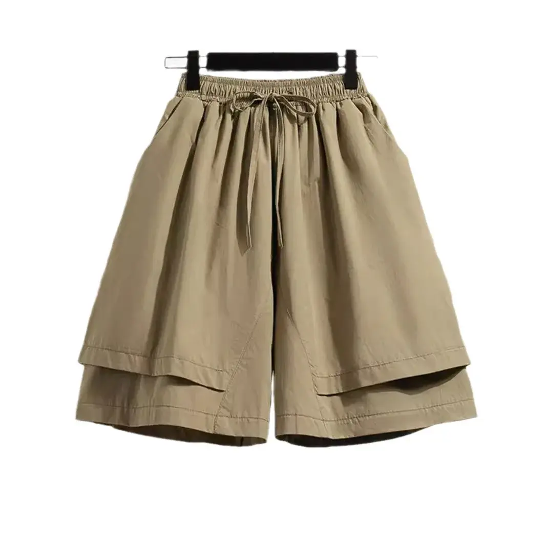 2024 Summer New Plus Size Women's Loose-Fit Slimming Casual Shorts High-Waisted A- Line Shape Lightweight Fabric