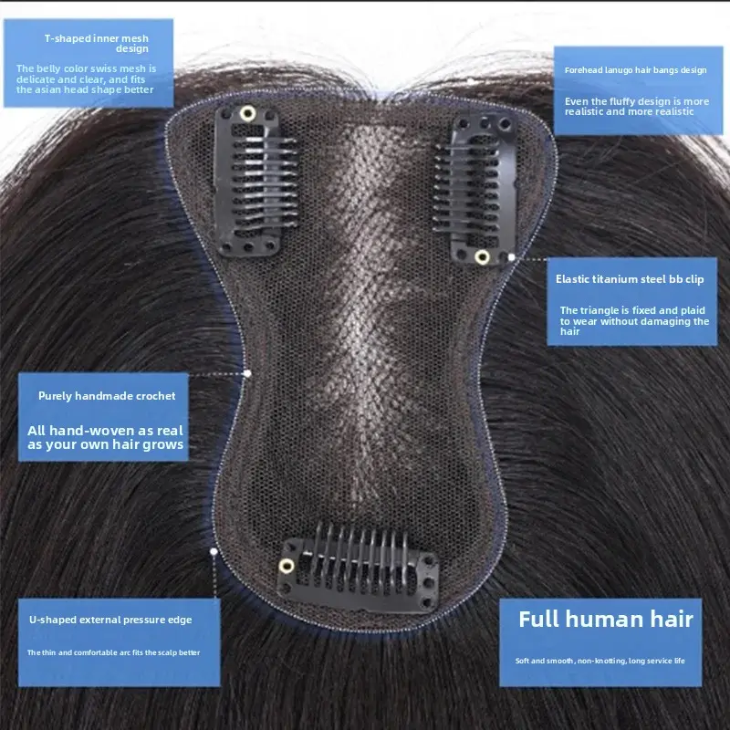 Women's Hair Extension Piece Boosts Hair Volume Covers Gray Hair Thickens Top Knot Modifies Face Shape Includes Bangs